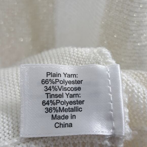 Lane Bryant Sweater Plus 18/20 Stripe Metallic Dolman Sleeve Pullover White Gold - Picture 6 of 6